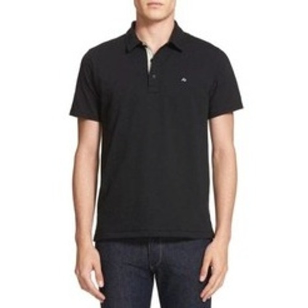Rag & Bone Polo Shirt Mens Small Black Standard Issue‎ Short Sleeve Pique Cotton
